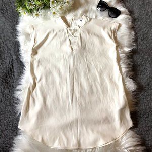 Express Sleeveless Cutout Neckline Ivory Top, S